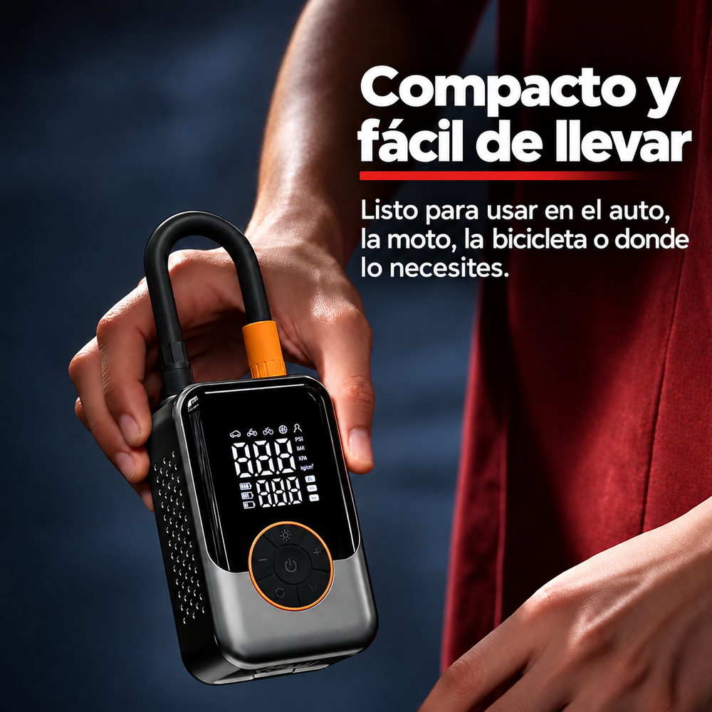 Inflador Portátil Inalámbrico 4 en 1 con Doble Pantalla